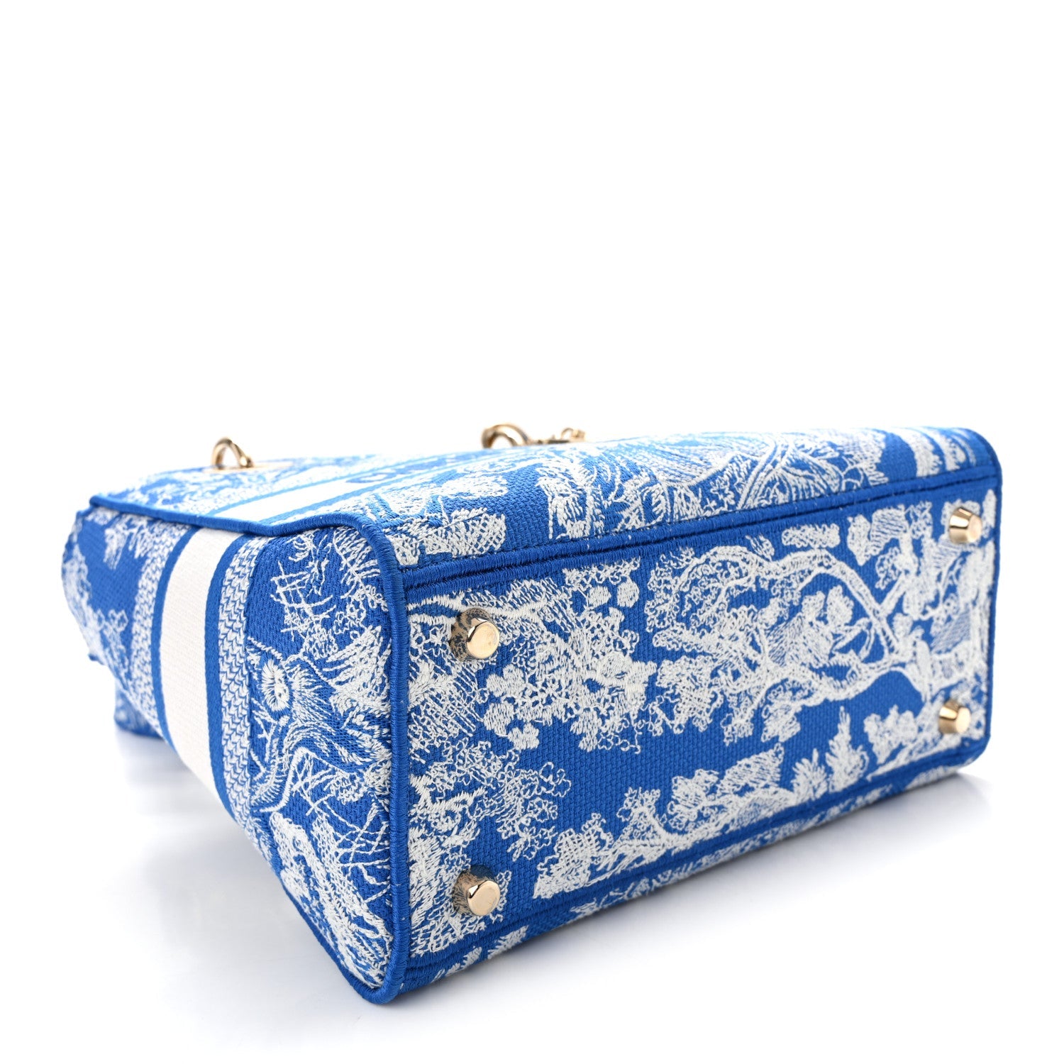 ディオール キャンバス トワル ドゥ ジュイ リバース 刺繍 ミディアム レディ D-Lite 蛍光ブルー (代金引換)