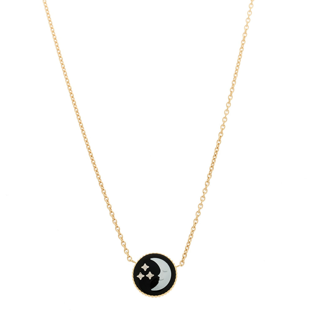 ディオール 18K イエローゴールド ダイヤモンド ブラックオニキス マザーオブパール ローズ セレステ ペンダント ネックレス (代金引換)