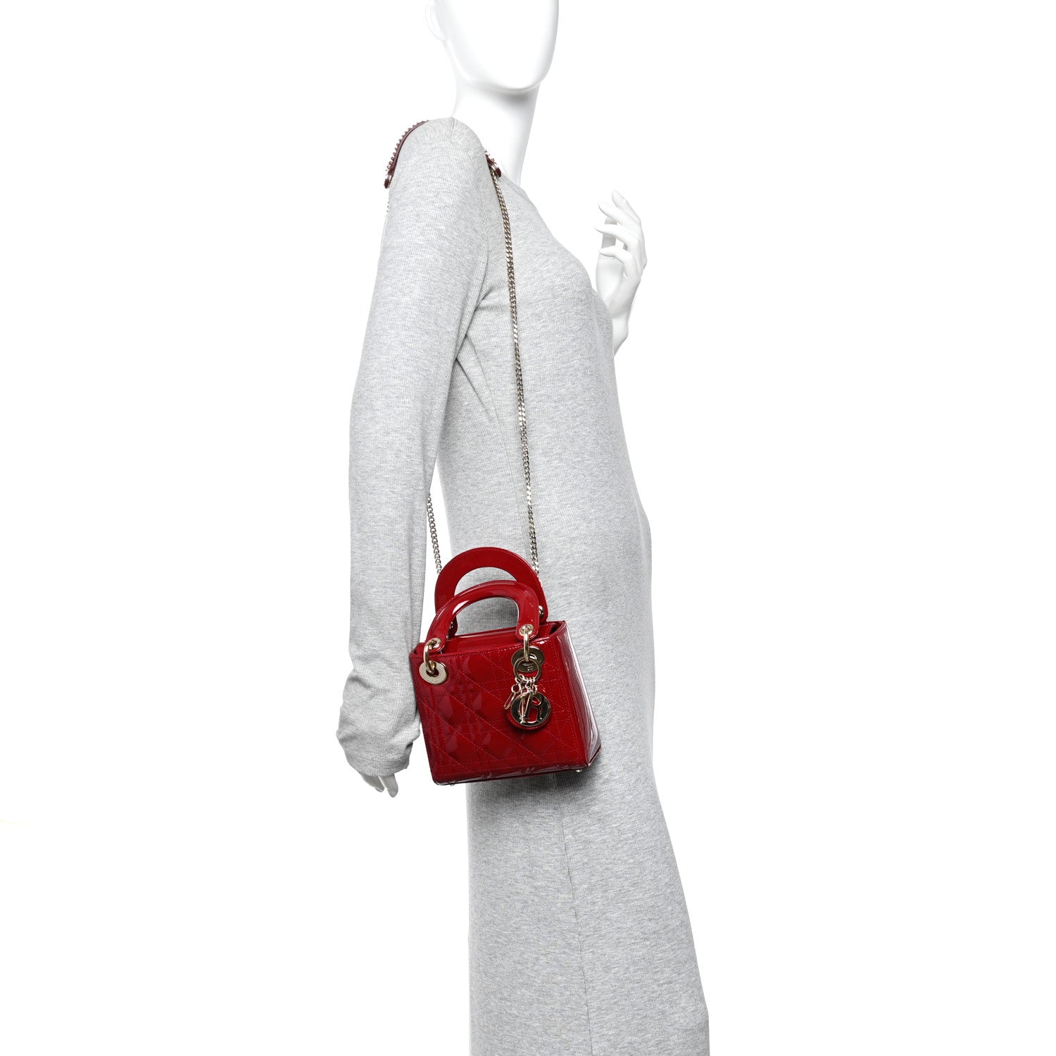 ディオール パテント カナージュ ミニ レディ ディオール レッド (代金引換)