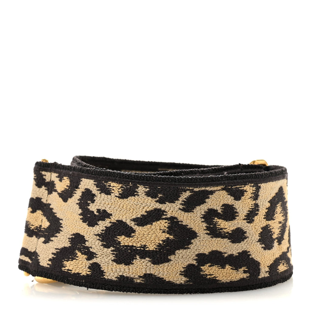 ディオール キャンバス ミッザ 刺繍 レオパード ショルダーストラップ ベージュ ブラック (代金引換)