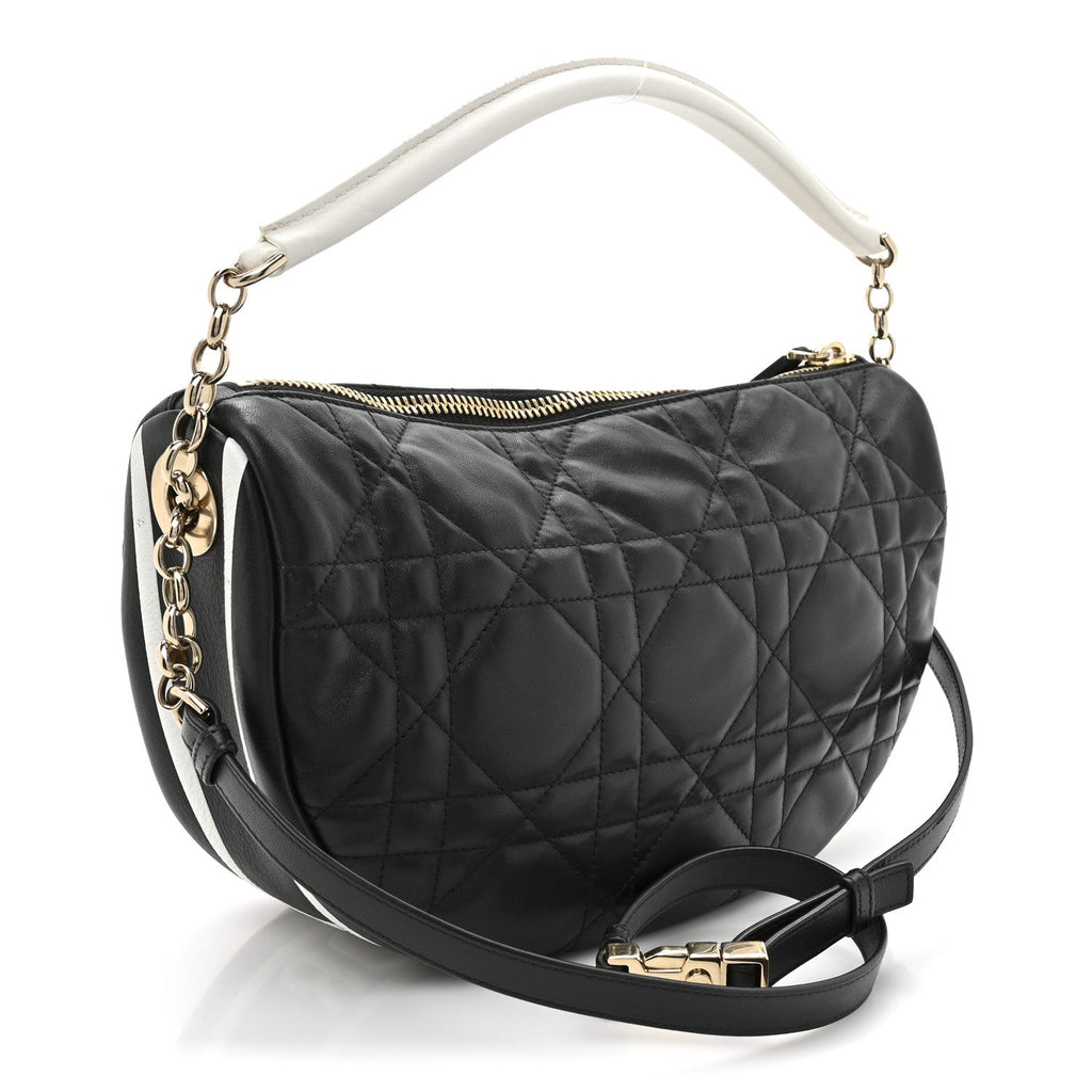 ディオール ラムスキン カナージュ ミディアム Dior Vibe ホーボーバッグ ブラック (代金引換)