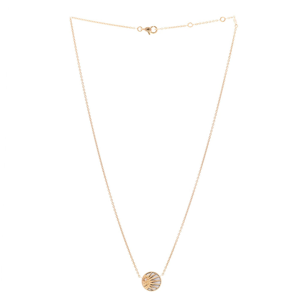 ディオール 18K イエロー＆ホワイトゴールド ダイヤモンド ブラックオニキス マザーオブパール ローズセレステ ペンダントネックレス (代金引換)