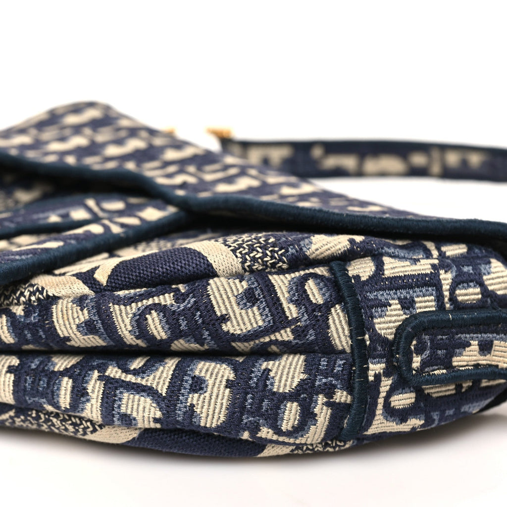 ディオール オブリーク 刺繍 サドルバッグ ブルー (代金引換)