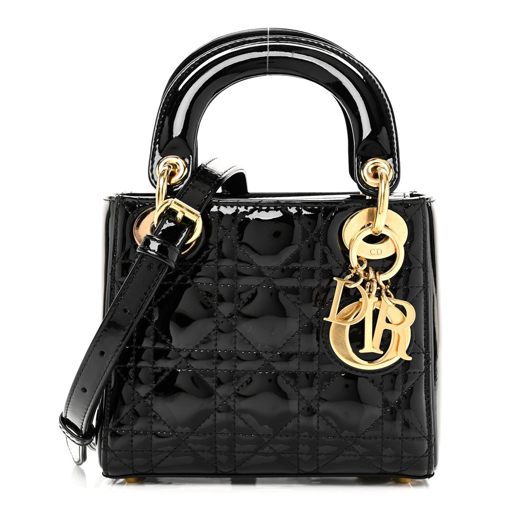 ディオール パテント カナージュ ミニ レディディオール ブラック (代金引換)