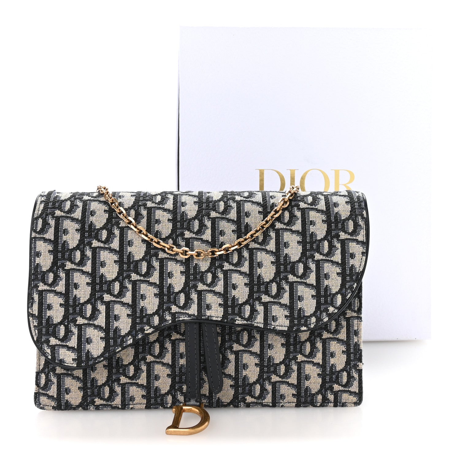 ディオール オブリーク サドル チェーン ポーチ ブルー (代金引換)
