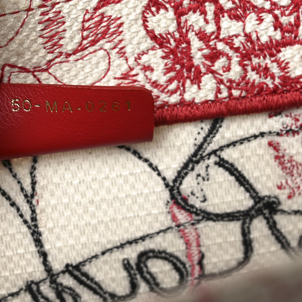 ディオール キャンバス 刺繍 ミディアム Dioramour D-Royaume ブックトート レッド マルチカラー (代金引換)