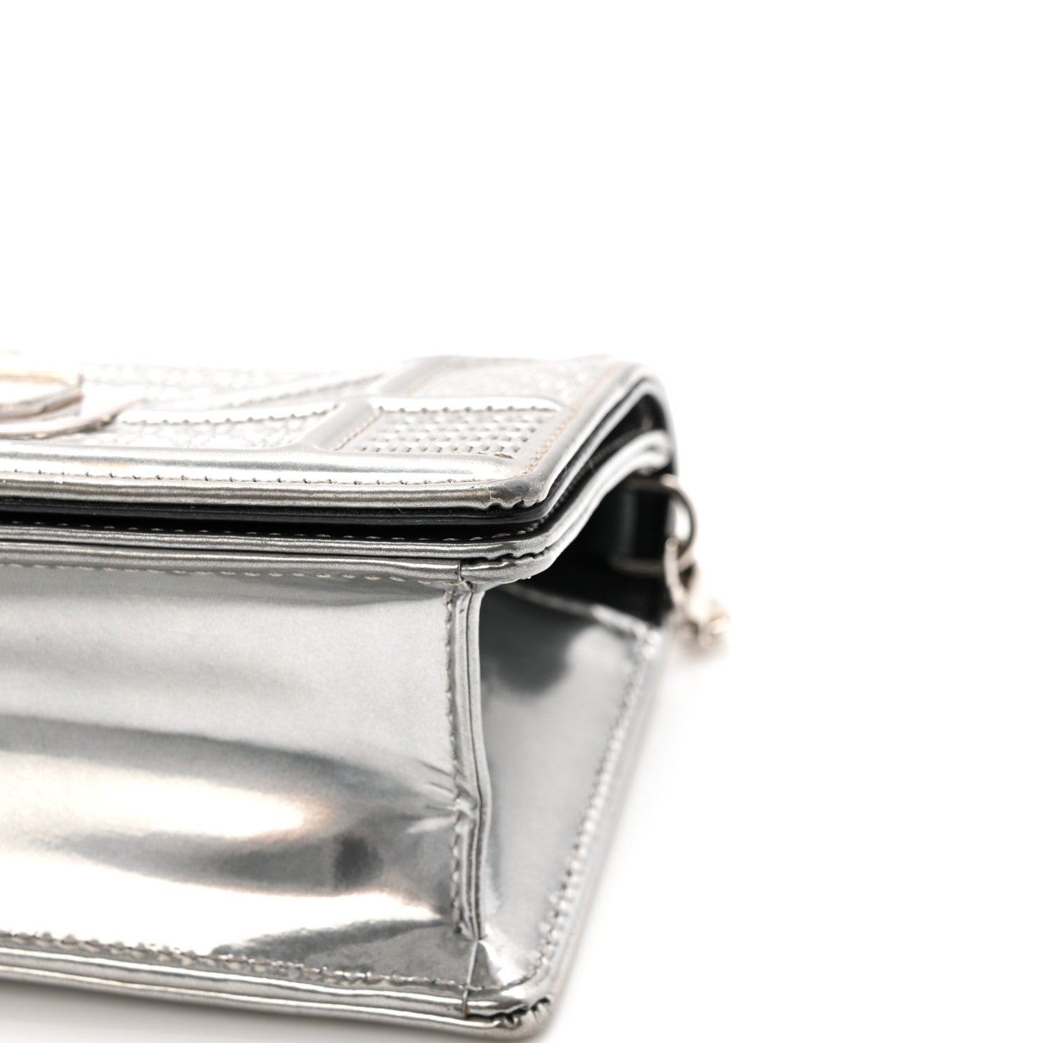 ディオール メタリック パテント マイクロカナージュ ベビー ディオラマ フラップバッグ シルバー (代金引換)