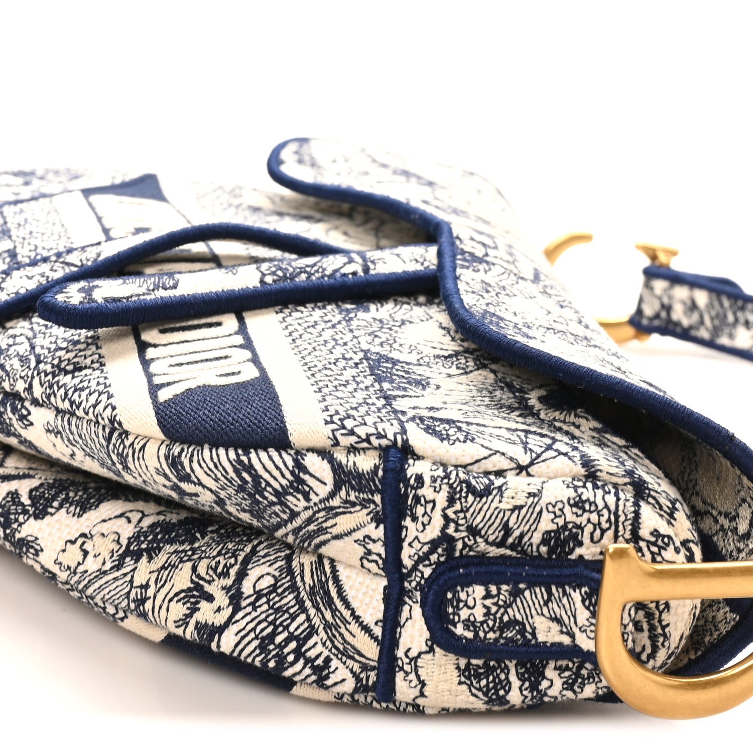 ディオール キャンバス 刺繍 トワルドジュイ サドルバッグ ブルー (代金引換)